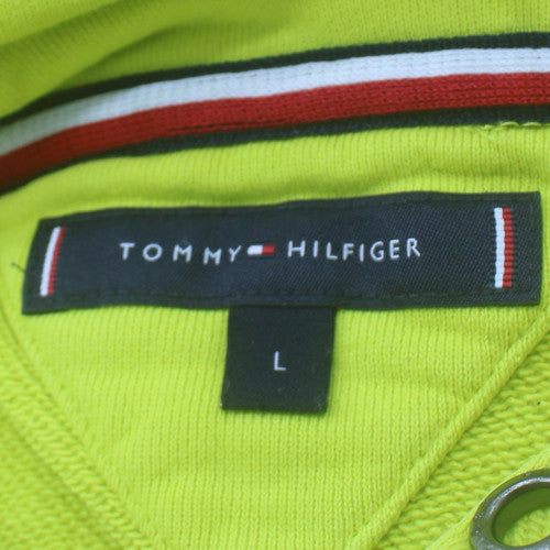 Tommy Hilfiger Men's Yellow Hoodie L Cotton Pullover Logo Casual