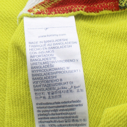 Tommy Hilfiger Men's Yellow Hoodie L Cotton Pullover Logo Casual