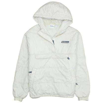 Ellesse Womens Ivory Hooded Anorak Jacket UK 14 Mid-Length Zip