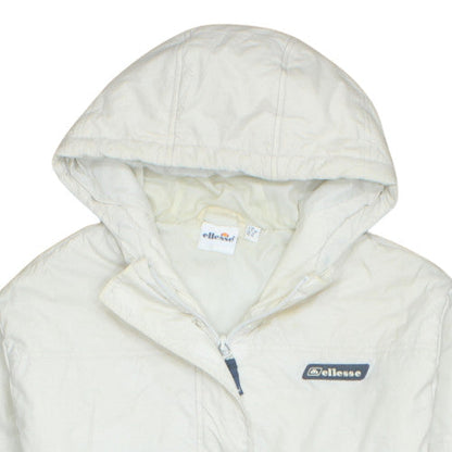 Ellesse Womens Ivory Hooded Anorak Jacket UK 14 Mid-Length Zip