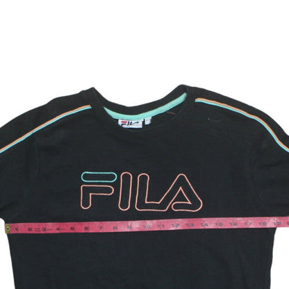 Fila Womens Black XS Pullover Sweatshirt with Logo Embroidery
