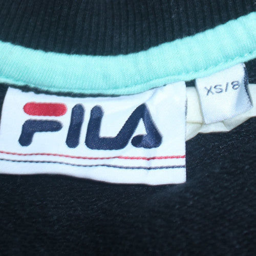 Fila Womens Black XS Pullover Sweatshirt with Logo Embroidery