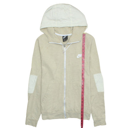 Nike Men's Beige Full Zip Hoodie Medium Cotton Blend