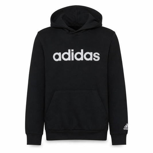 Front view of Adidas Men's Black Pullover Hoodie M Graphic Logo Sportswear