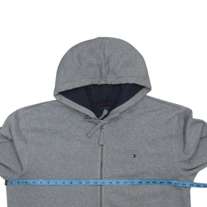 Tommy Hilfiger Mens Grey Full Zip Hoodie XL Classic Jersey Sweatshirt