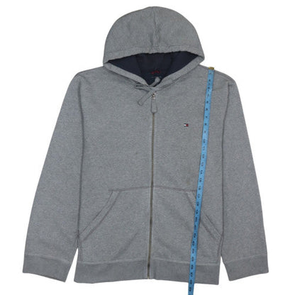 Tommy Hilfiger Mens Grey Full Zip Hoodie XL Classic Jersey Sweatshirt