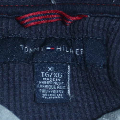 Tommy Hilfiger Mens Grey Full Zip Hoodie XL Classic Jersey Sweatshirt