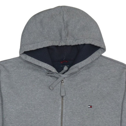 Tommy Hilfiger Mens Grey Full Zip Hoodie XL Classic Jersey Sweatshirt
