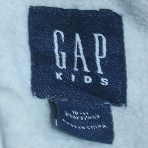 GAP Kids Boys Grey Full Zip Hoodie 10-11 Years Cotton Blend Logo Hooded