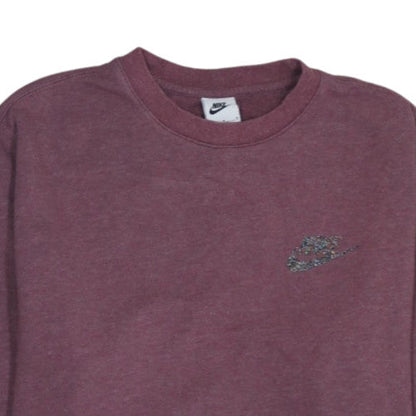 Nike Womens Burgundy Cotton Blend Crew Neck Pullover Sweatshirt M