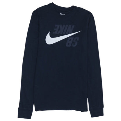 Nike Men's Navy Long Sleeve Crew Neck Graphic T-Shirt Size S