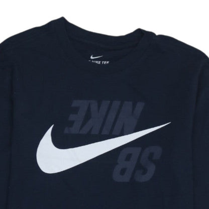 Nike Men's Navy Long Sleeve Crew Neck Graphic T-Shirt Size S