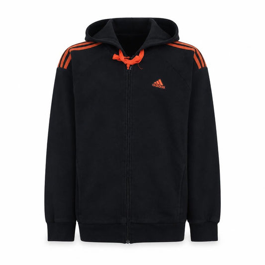 Front view of adidas Men's Black Full Zip Hoodie S Sports Fleece Jacket