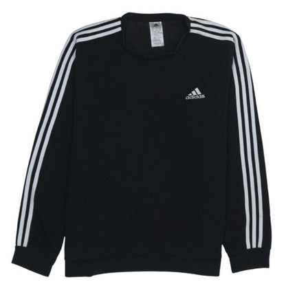 Adidas Men's Black XL Pullover Sweatshirt with Logo Stripes