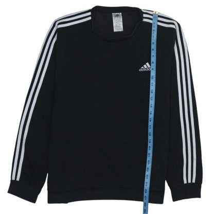 Adidas Men's Black XL Pullover Sweatshirt with Logo Stripes