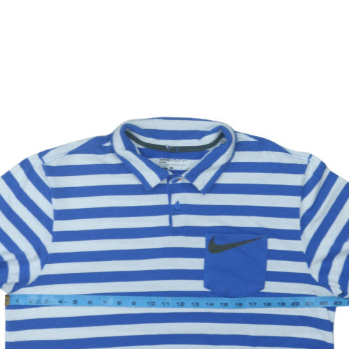 Nike Golf Dri-FIT Men's Blue Striped Collared Polo Shirt XL
