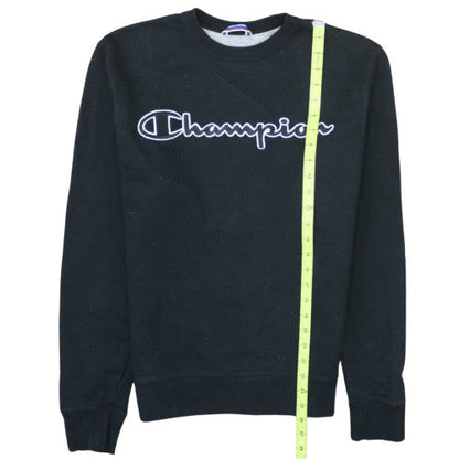 Champion Men's Black Small Crew Neck Logo Pullover Sweatshirt