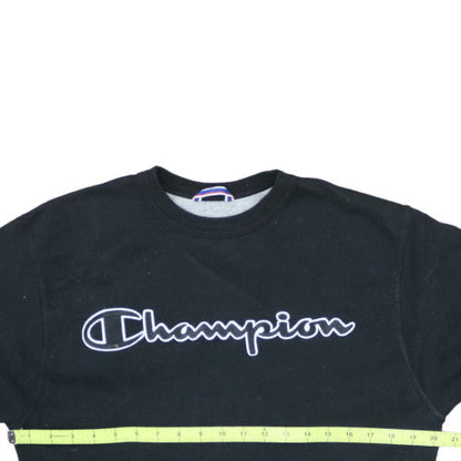 Champion Men's Black Small Crew Neck Logo Pullover Sweatshirt