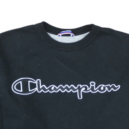 Champion Men's Black Small Crew Neck Logo Pullover Sweatshirt