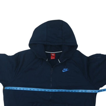 Nike Men's Blue Full Zip Hoodie 2XL Fleece Lined Sweatshirt