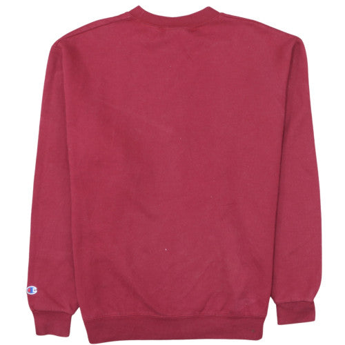 Champion Men Red L Pullover Crew Neck College Logo Sweatshirt