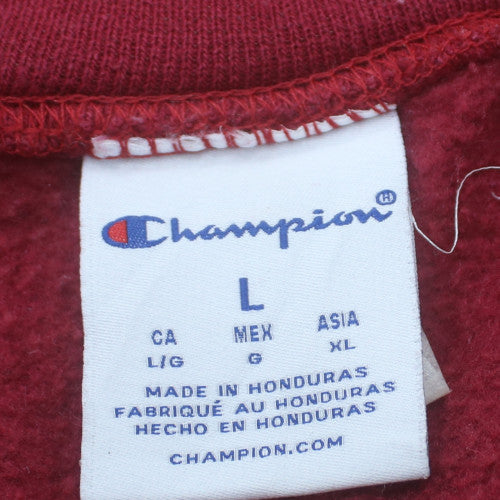 Champion Men Red L Pullover Crew Neck College Logo Sweatshirt