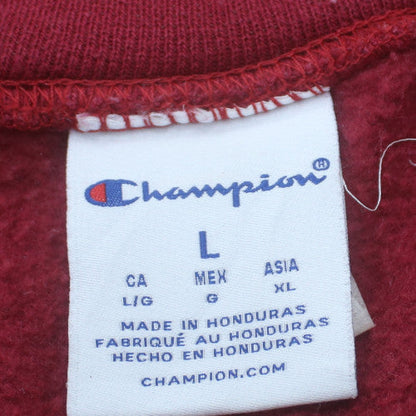 Champion Men Red L Pullover Crew Neck College Logo Sweatshirt