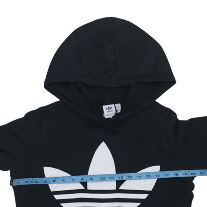 Adidas Womens Black Small Trefoil Pullover Hoodie Sweatshirt