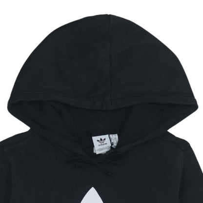 Adidas Womens Black Small Trefoil Pullover Hoodie Sweatshirt