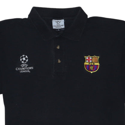 UEFA Champions League Mens Black Polo Shirt L Embroidered FCB Badge