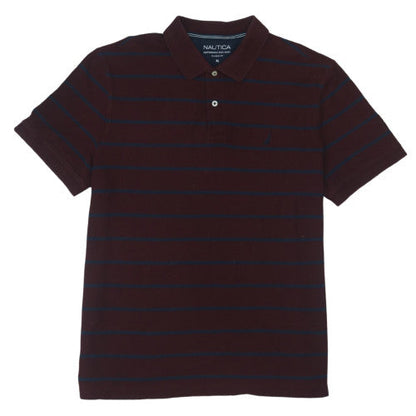 Nautica Men's Brown Striped Classic Fit Polo Shirt XL