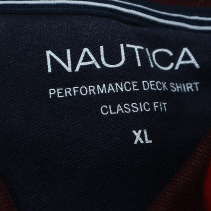 Nautica Men's Brown Striped Classic Fit Polo Shirt XL