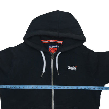 Superdry Mens Black Full Zip Hoodie Size M Fleece Orange Label