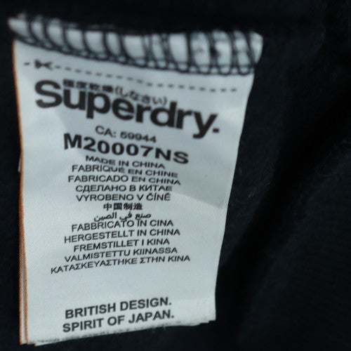 Superdry Mens Black Full Zip Hoodie Size M Fleece Orange Label