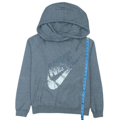 Nike Women’s Grey Pullover Hoodie Large Cotton Blend Logo Sweatshirt