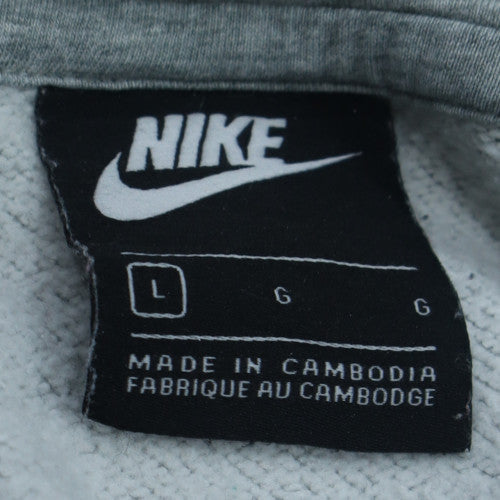 Nike Womens Grey Hoodie L Pullover Cotton Blend Drawstring Hooded Sweatshirt