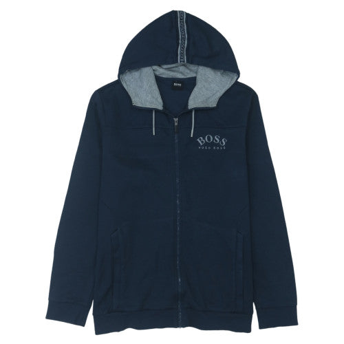 Hugo Boss Men's Blue Full Zip Hoodie XL Logo Cotton Blend