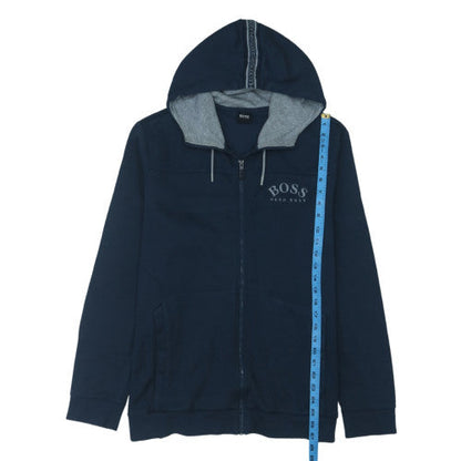 Hugo Boss Men's Blue Full Zip Hoodie XL Logo Cotton Blend
