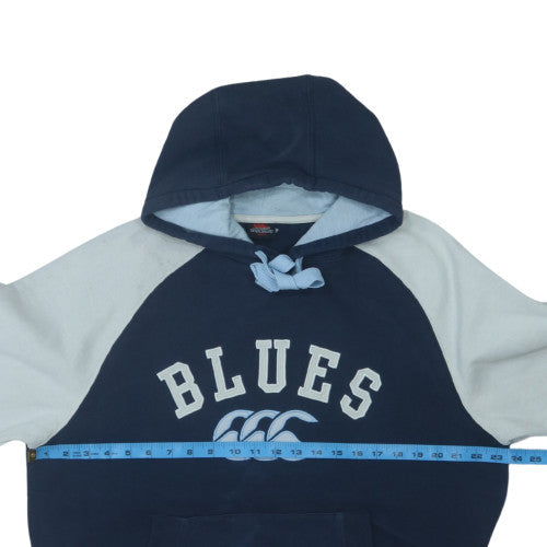 Canterbury Men's Blue Pullover Rugby Hoodie Size L Cotton Blend