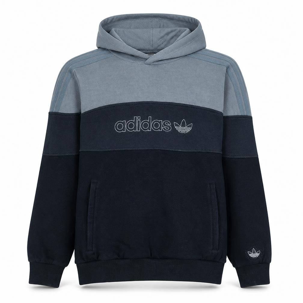 Adidas Men's Grey Pullover Hoodie Medium Regular Fit Logo Fleece