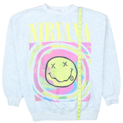 H&M Women’s Grey Nirvana Graphic Sweatshirt Medium 12 Pullover
