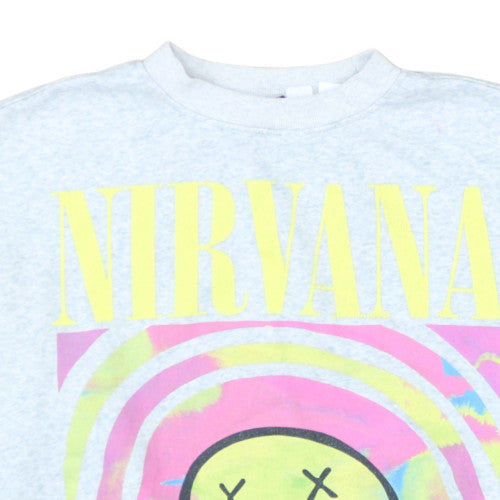 H&M Women’s Grey Nirvana Graphic Sweatshirt Medium 12 Pullover