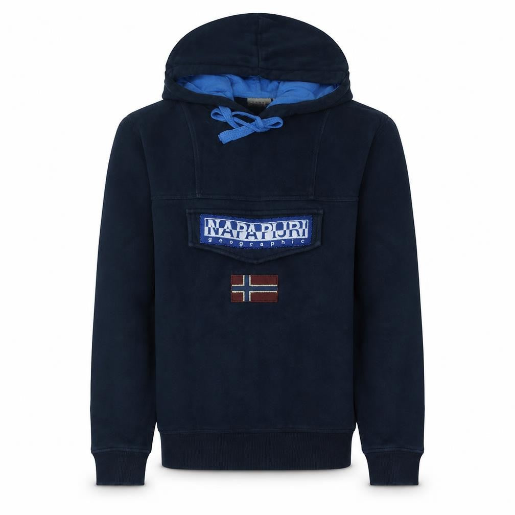 Napapijri Men’s Blue Logo Pullover Hoodie Size M