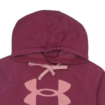 Under Armour Girls Purple Pullover Hoodie Small Fleece Logo Sweatshirt