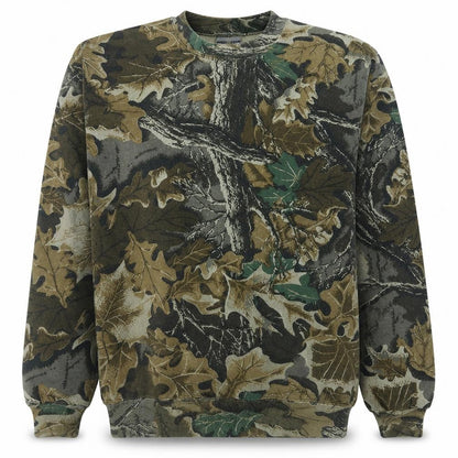 Jerzees Mens Green Camouflage Pullover Sweatshirt L Outdoor Fleece