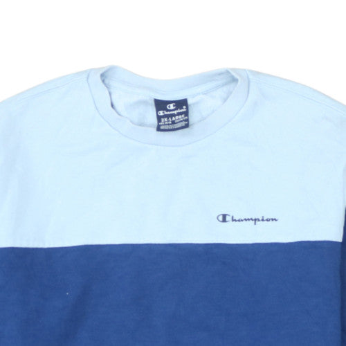Champion Boys Blue 2XL Colourblock Crew Neck Sweatshirt