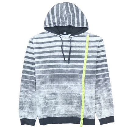 Billabong Men’s Grey Striped Pullover Hoodie Size L Fleece