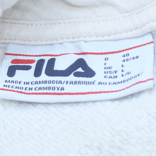 Fila Womens Beige Pullover Hoodie Size L Cotton Blend
