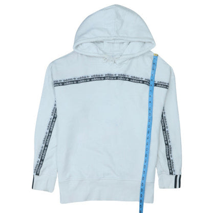 Adidas Women's White Hooded Pullover Sweatshirt UK 12 with Logo Trim