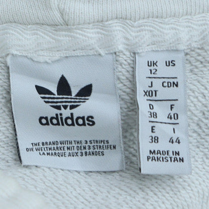 Adidas Women's White Hooded Pullover Sweatshirt UK 12 with Logo Trim